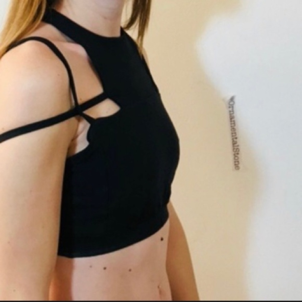 KARMA UNIQUE BLACK MESH SPORTS BRA TOP CROP - Picture 4 of 5